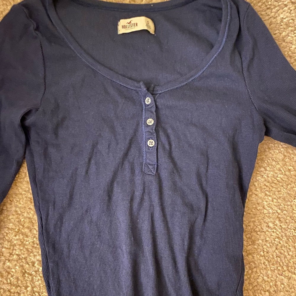 Hollister Navy Crop top long sleeve